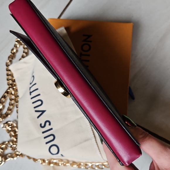 Louis Vuitton Monogram Portefeuille Flore Wallet Pink Leather Chain Insert - Picture 4 of 16